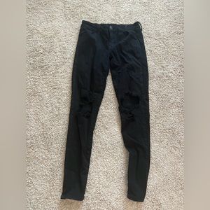 American eagle black ripped skinny jeans